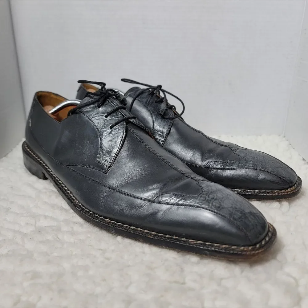Mezlan 78195 Crocodile Gray Leather Dress Shoes Men’s Size 15M Made in Spain